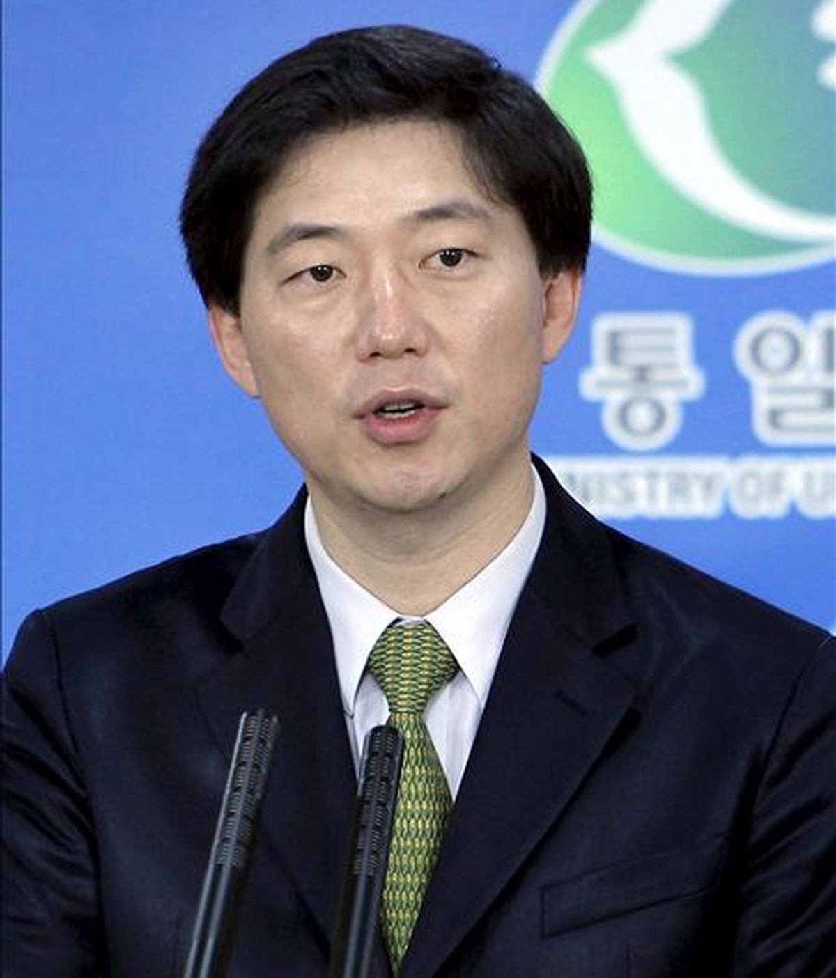 El portavoz del Ministerio de Unificación surcoreano, Chun Hae-sung, comparece en rueda de prensa en Seúl (Corea del Sur). EFE/Archivo