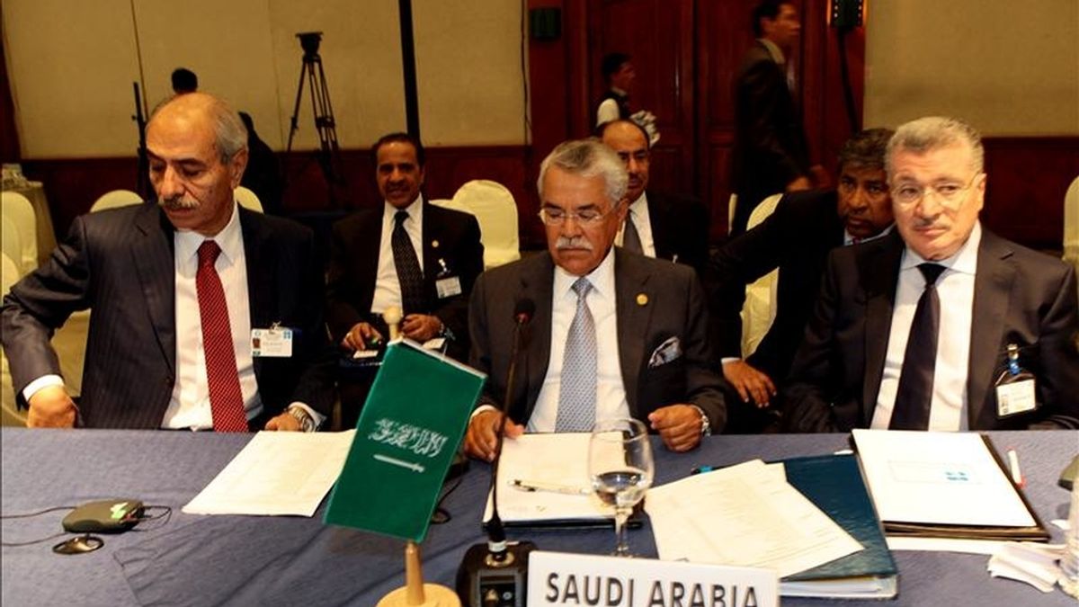 El ministro de Petróleo y Recursos Minerales de Arabia Saudí, Ali al-Naimi (c), participa en la inauguración de la reunión ministerial de la Organización de Países Exportadores de Petróleo (OPEP) en Quito (Ecuador). EFE/Archivo