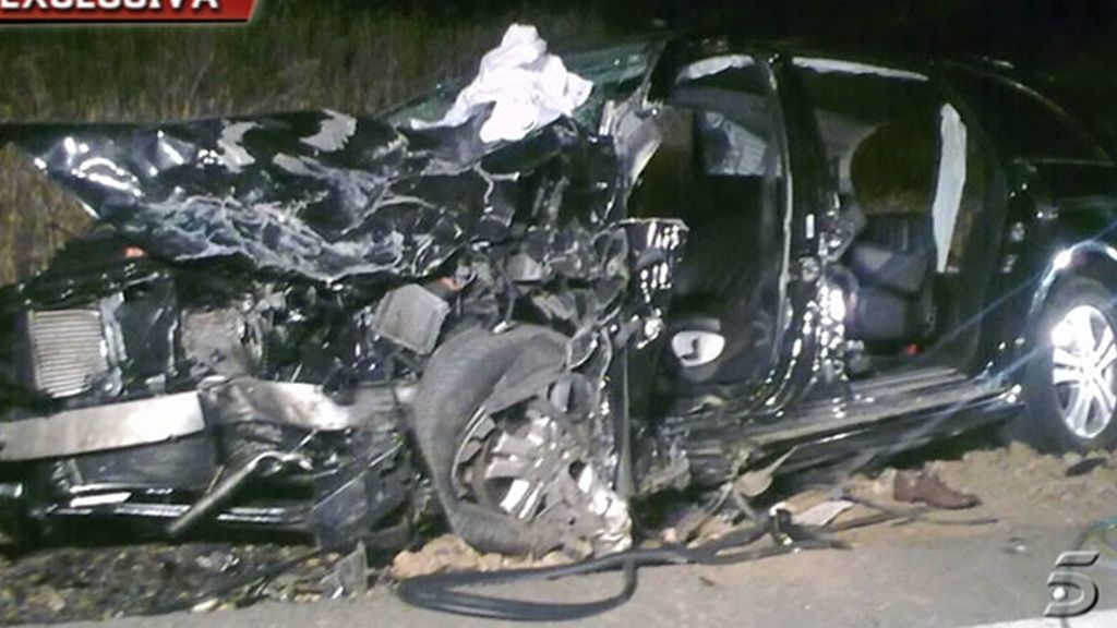 El coche de Ortega, tras el accidente