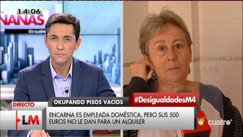 Encarna okupa un piso: "Con lo 500 que gano no me da para pagar el alquiler"