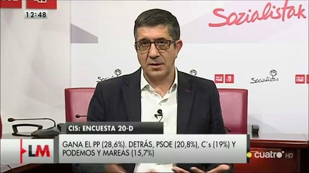 Patxi López: “Las encuestas confirman la idea de que la única alternativa posible a las derechas es el PSOE”