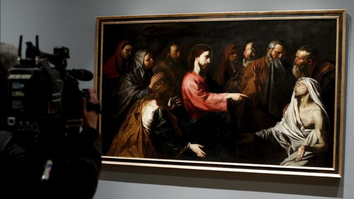 Imagen del cuadro "La resurrección de Lázaro" (1616), que forma parte de la exposición "El joven Ribera", que hoy se presentó en el Museo del Prado, formada por una treintena de obras que el pintor de Xátiva hizo durante su etapa pictórica más temprana y que muestra los inicios en Italia de este referente del Barroco pictórico. EFE