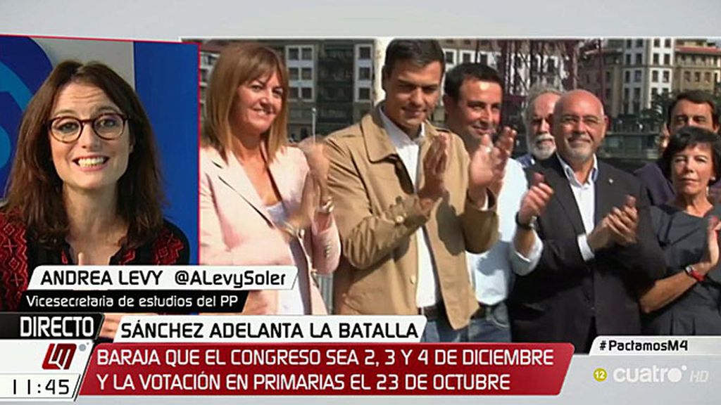 Andrea Levy: "Pedro Sánchez debe dejar ya de estar en las nubes y no presentarse"