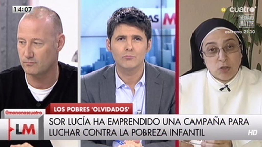 Sor Lucía Caram, Jesús Cintora y Pedro García Aguado, contra la pobreza infantil