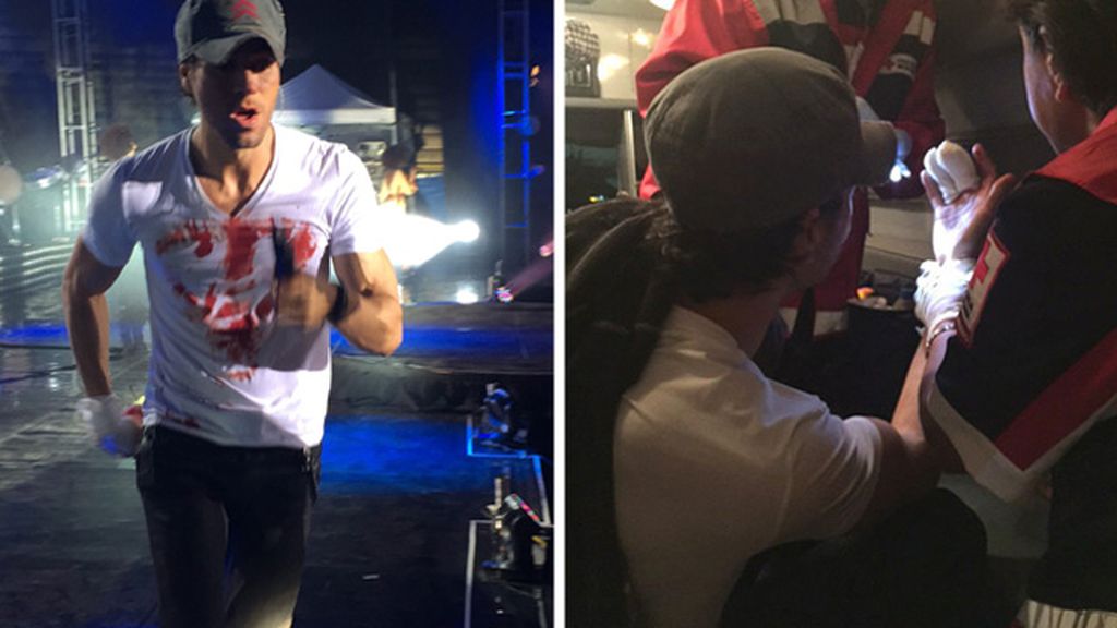 Enrique Iglesias se corta una mano con un dron en pleno concierto