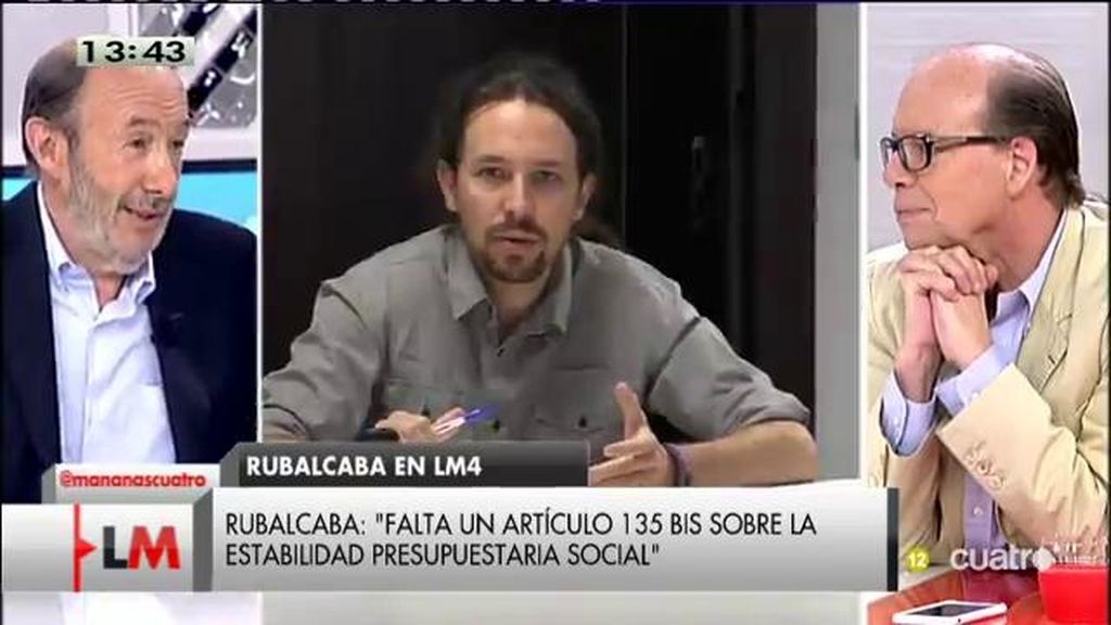 Rubalcaba: "Pablo Iglesias no quiere asaltar el cielo, quiere asaltar el espacio del PSOE"