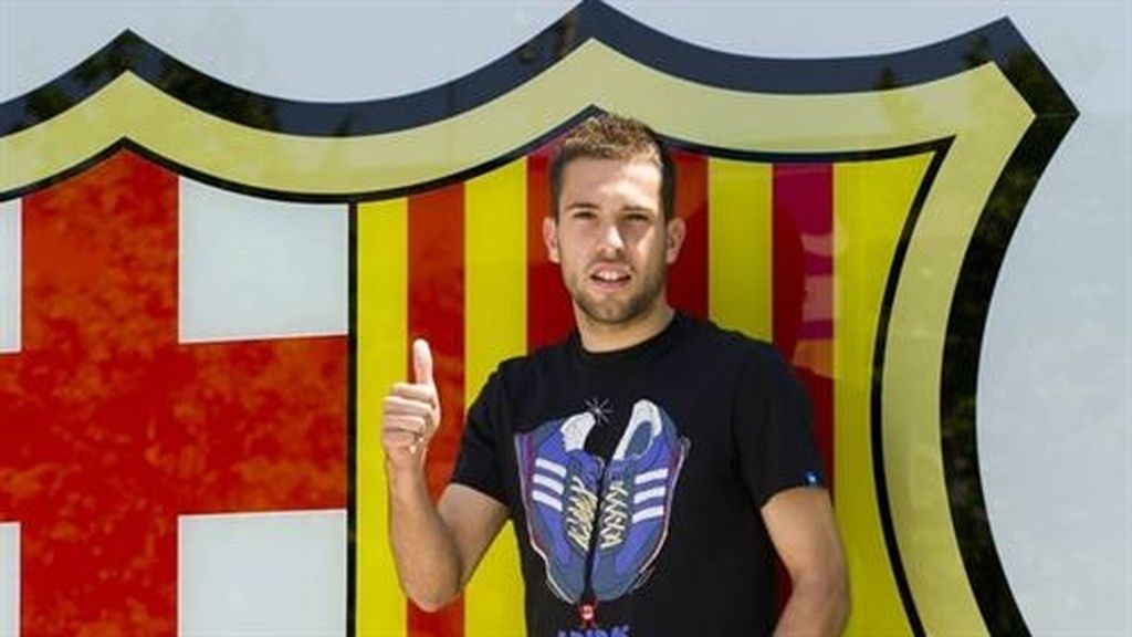 Jordi Alba en su presentación con el Barcelona