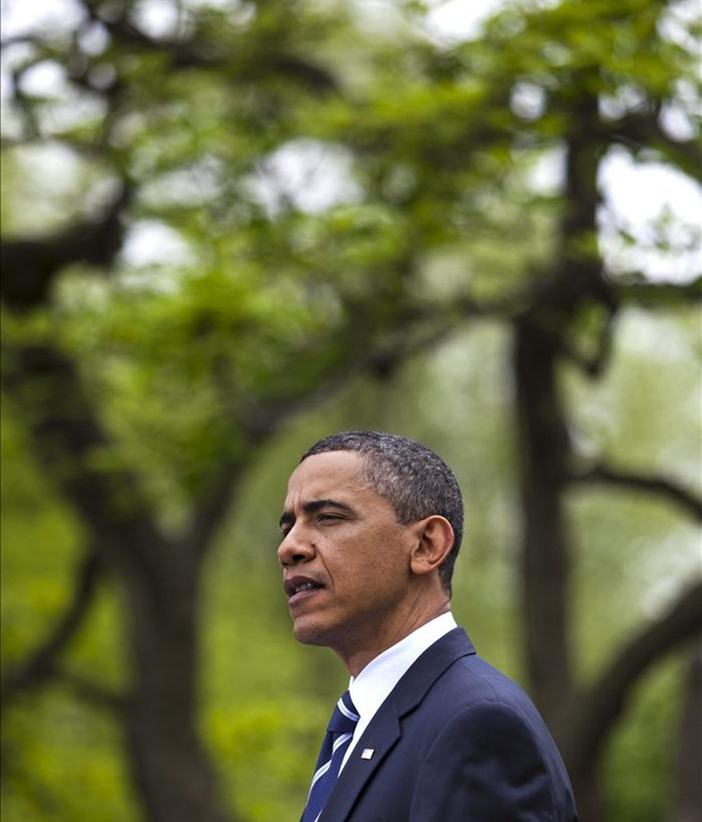 El presidente estadounidense, Barack Obama, ayer, 18 de abril de 2011, en la Rosaleda en la Casa Blanca en Washington DC, Estados Unidos. EFE