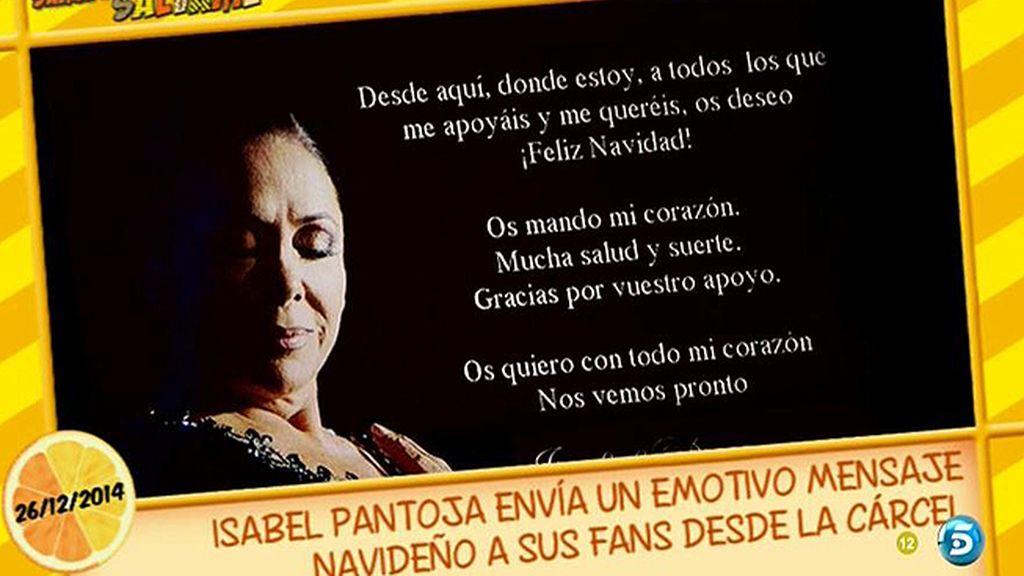 Isabel Pantoja manda un mensaje navideño a sus fans desde la cárcel