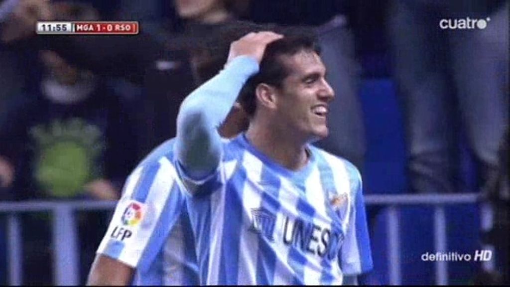 Los dos goles del Málaga a la R. Sociedad que no subieron al marcador de la Rosaleda