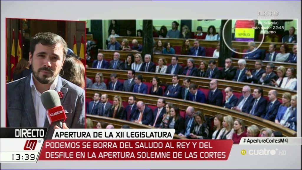 Garzón, sobre la bandera republicana: "Es una declaración de intenciones"