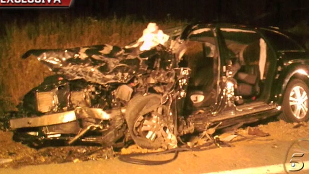 El coche de Ortega, tras el accidente