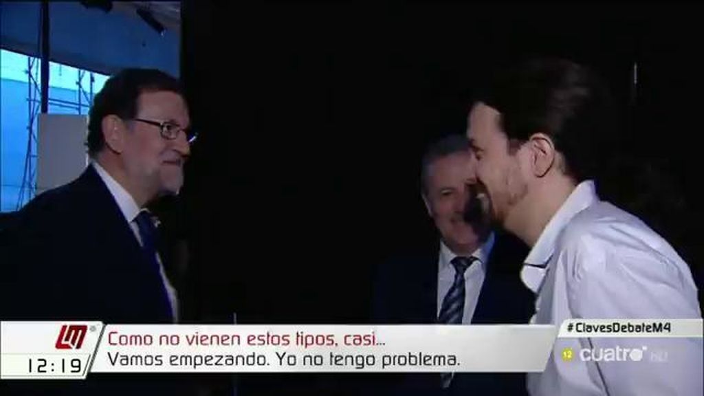 ¿De qué hablaron Iglesias y Rajoy mientras esperaban en el debate a cuatro?