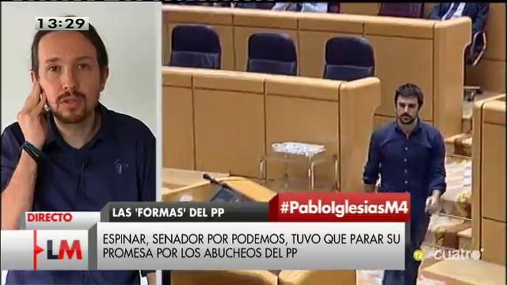 Pablo Iglesias: "Habría que recordar a los diputados del PP que el Senado no es un campo de fútbol"