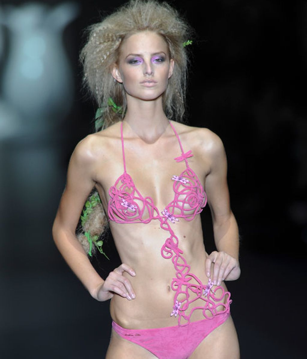 Baños en verde y rosa