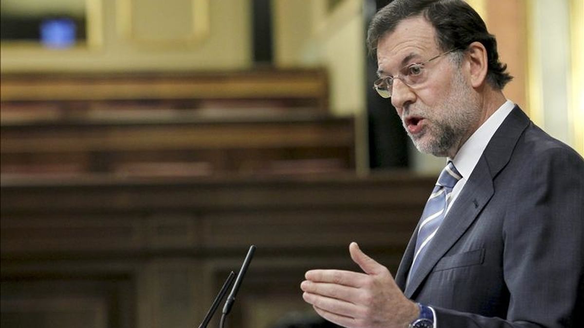 El líder del PP, Mariano Rajoy, durante su intervención hoy ante el pleno del Congreso en el debate sobre las conclusiones de la Cumbre europea de la semana pasada. EFE El líder del PP, Mariano Rajoy, durante su intervención hoy ante el pleno del Congreso en el debate sobre las conclusiones de la Cumbre europea de la semana pasada. EFE