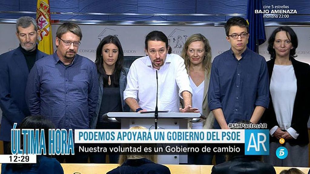 Iglesias: "Tenemos voluntad de formar un gobierno del cambio con PSOE e IU"