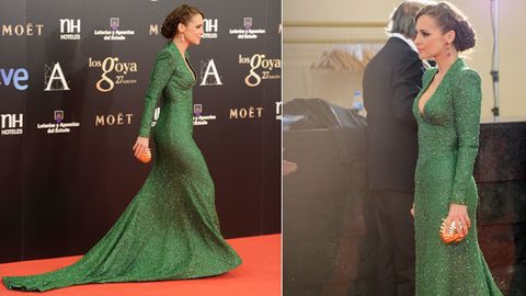 rima Renacimiento Contiene Y el Goya al estilo va para... ¡el vestido verde de Paula Echevarría!