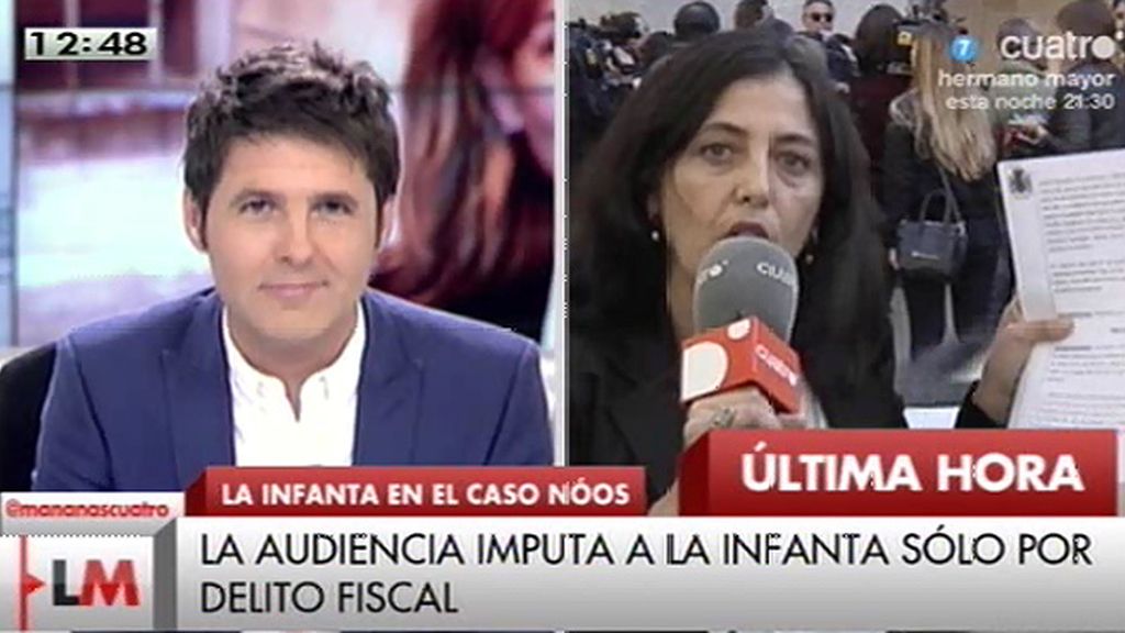 La Audiencia mantiene la imputación de la infanta Cristina por delito fiscal