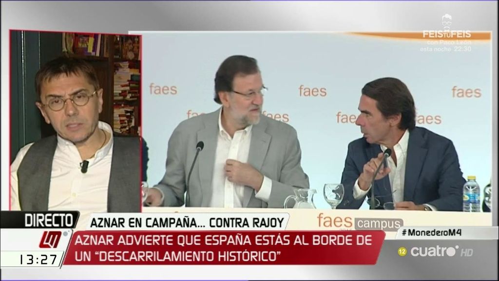 Monedero, a Aznar: “¡Cómo no vamos a descarrilar si se han llevado hasta los raíles!”