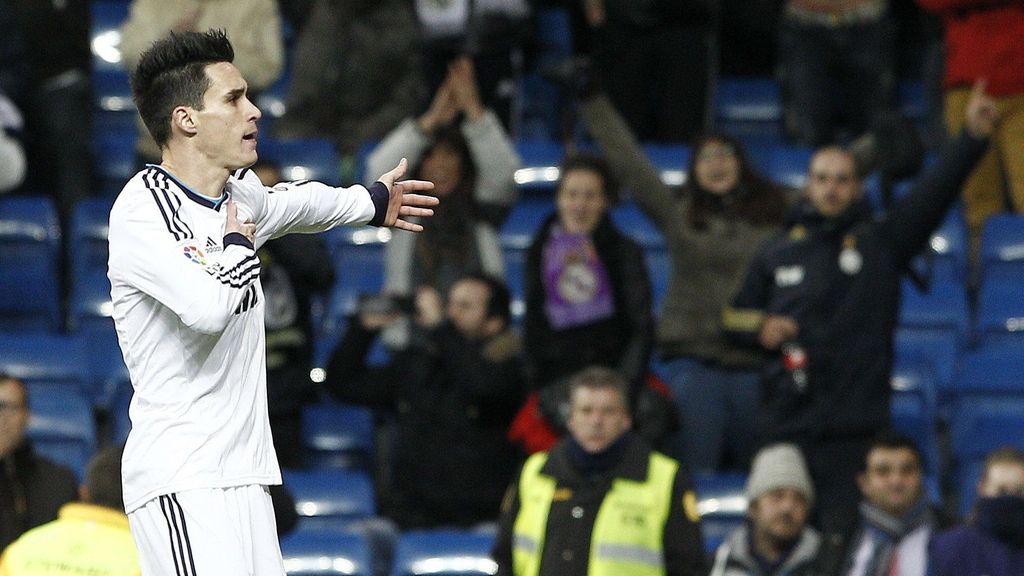 El delantero del Real Madrid José Callejón celebra uno de sus goles durante el encuentro, correspondiente a la vuelta de los dieciseisavos de final de la Copa del Rey El delantero del Real Madrid José Callejón celebra uno de sus goles durante el encuentro, correspondiente a la vuelta de los dieciseisavos de final de la Copa del Rey