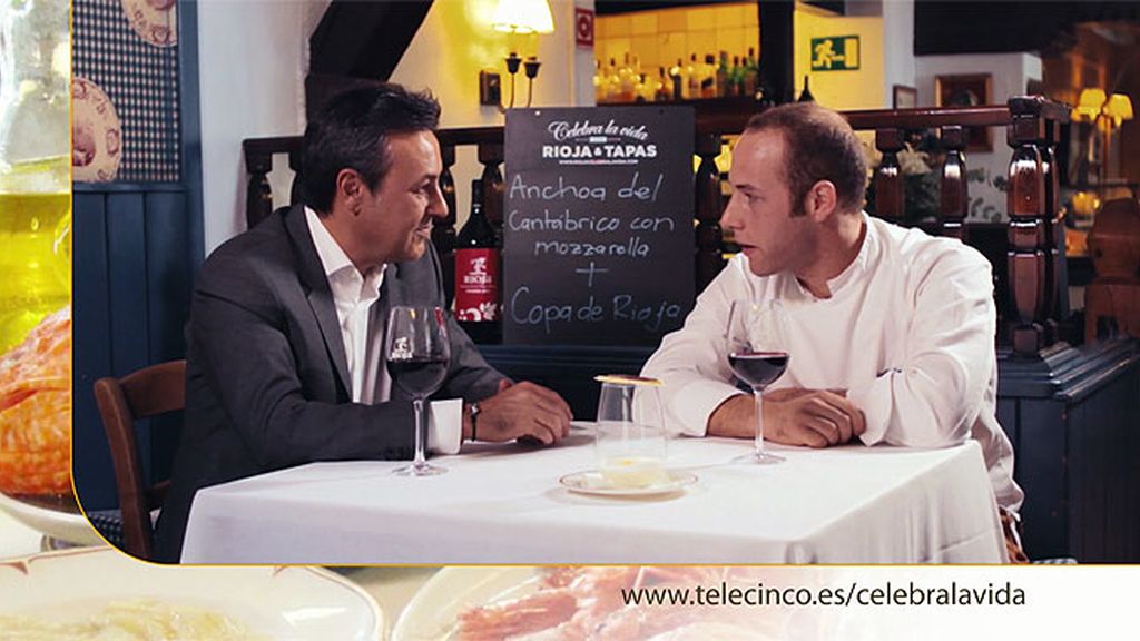 Anchoa del Cantábrico con mozzarella y copa de Rioja en 'Alkalde Restaurante'