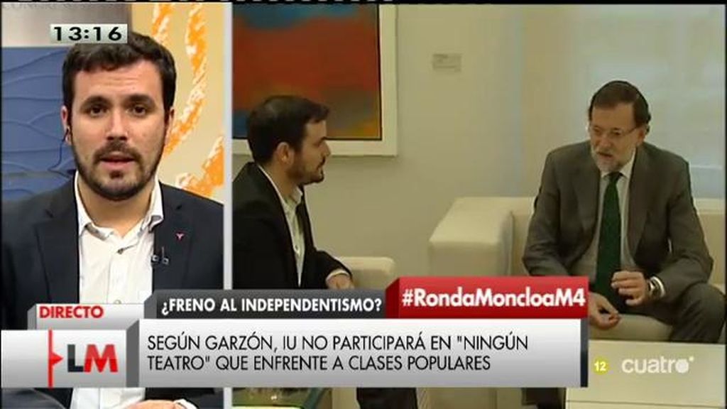 A. Garzón, tras reunirse con Rajoy: "No vamos a participar en ningún teatro que enfrente a las clases populares"
