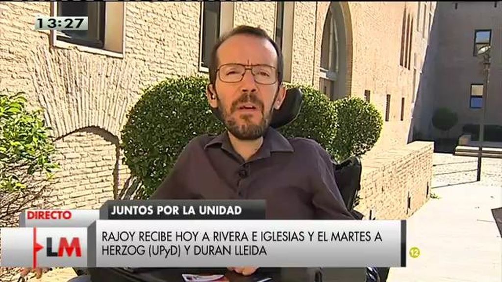 P. Echenique: “No queremos que Cataluña se vaya de España pero entendemos que salir con el lanzallamas no es la solución”