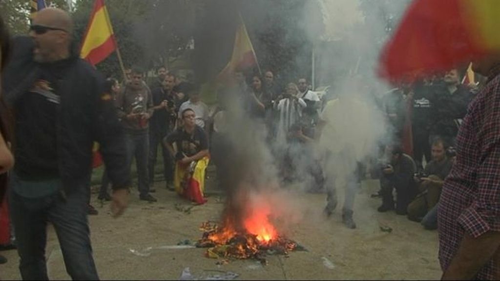 Tres manifestaciones en Barcelona en el Día de la Hispanidad