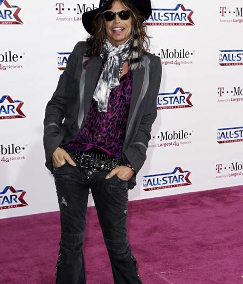 El vocalista de Aerosmith, Steven Tyler, disfrutó de la fiesta de la NBA