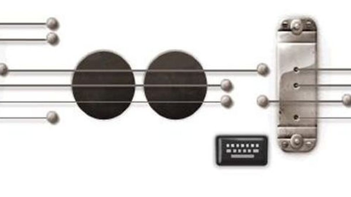 El doodle del buscador, una guitarra para rendir homenaje al músico estadounidense Les Paul. Foto Google.