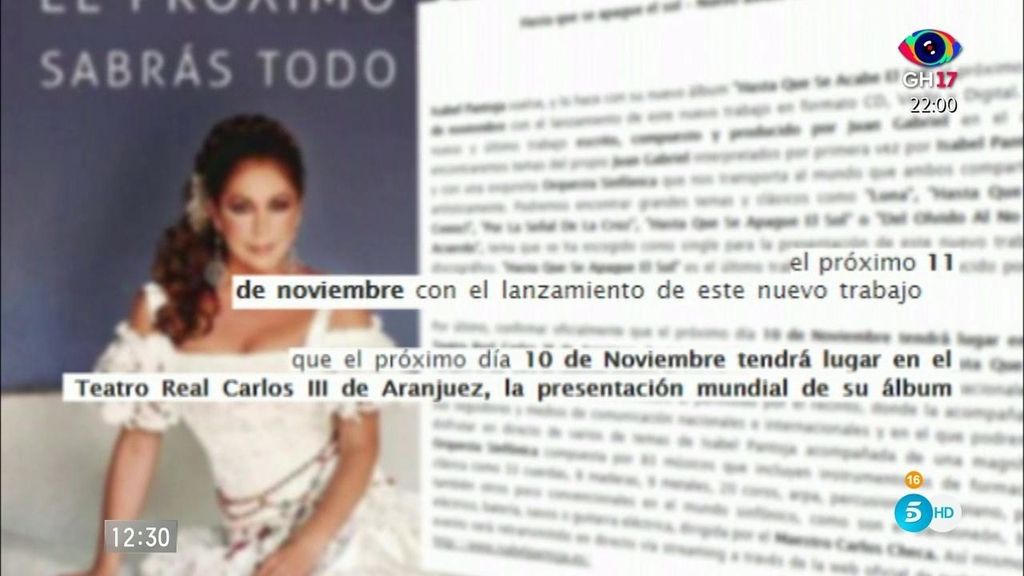 Isabel Pantoja no responderá a los medios en la presentación de su álbum