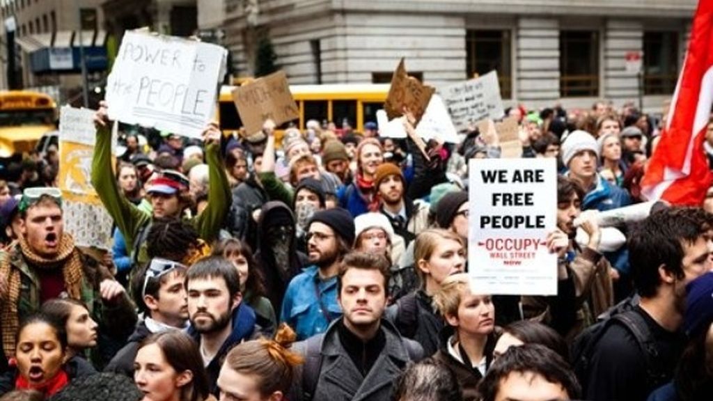 Los indignados de Wall Street marchan hacia la Bolsa