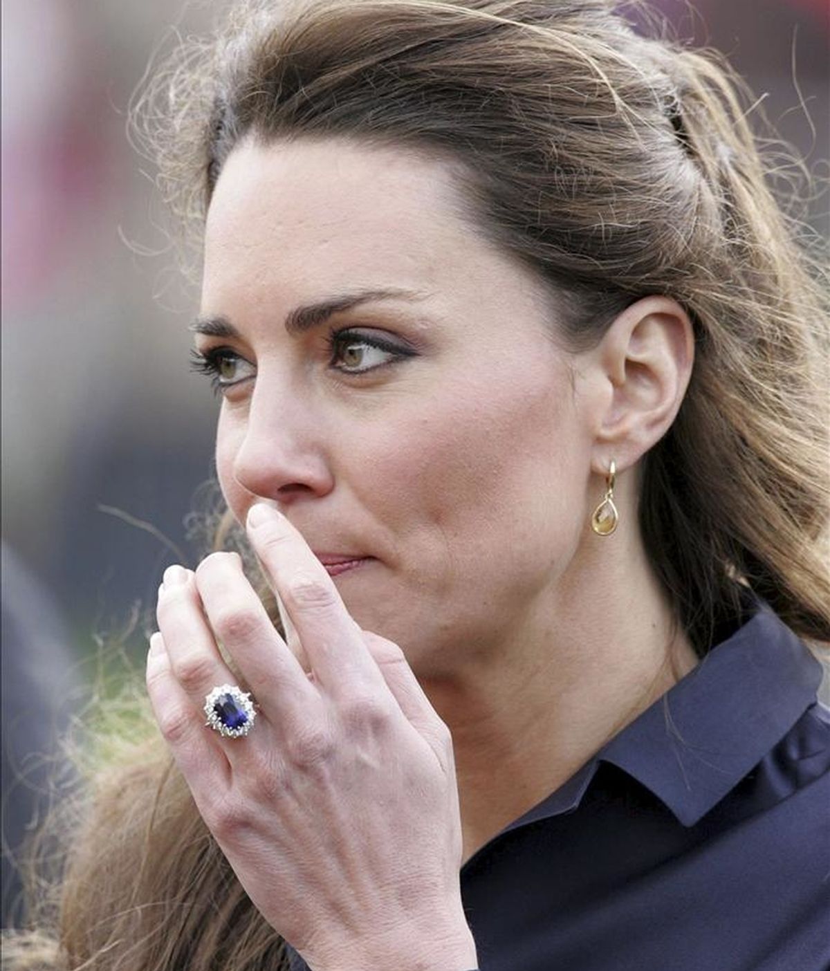 Foto de archivo de Kate Middleton, prometida del príncipe Guillermo de Inglaterra, durante su visita a Darwen (Reino Unido) el 11 de abril de 2011. EFE/Archivo