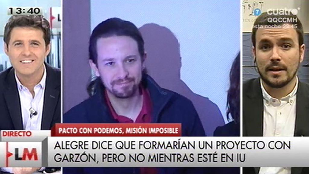 A. Garzón no entraría en Podemos: “La respuesta es clara y nítida: no, porque mi proyecto político es el de IU”