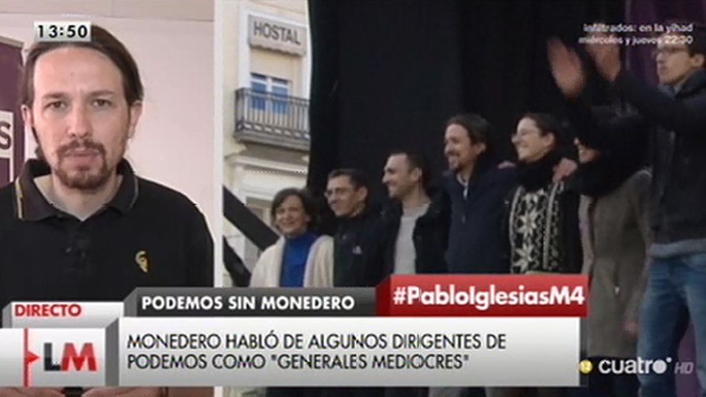 P. Iglesias: "Creo que necesitamos críticos leales y Juan Carlos Monedero lo va a ser"