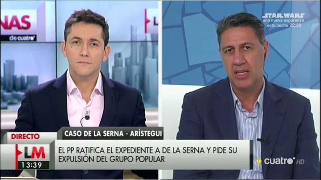 García Albiol, sobre De la Serna: “Si se detecta que ha cometido irregularidades, se le suspenderá de la militancia”