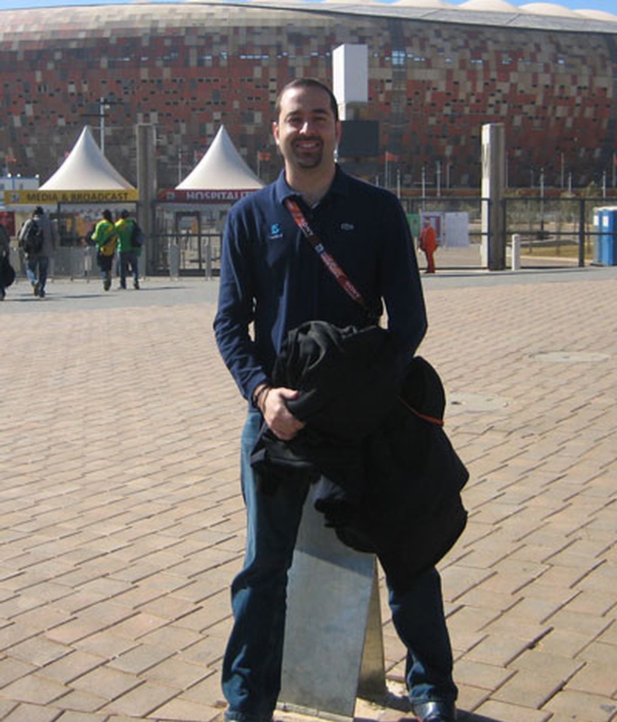 Eduardo Payán en el estadio en el que España ganó el Mundial de Sudáfrica 2010.