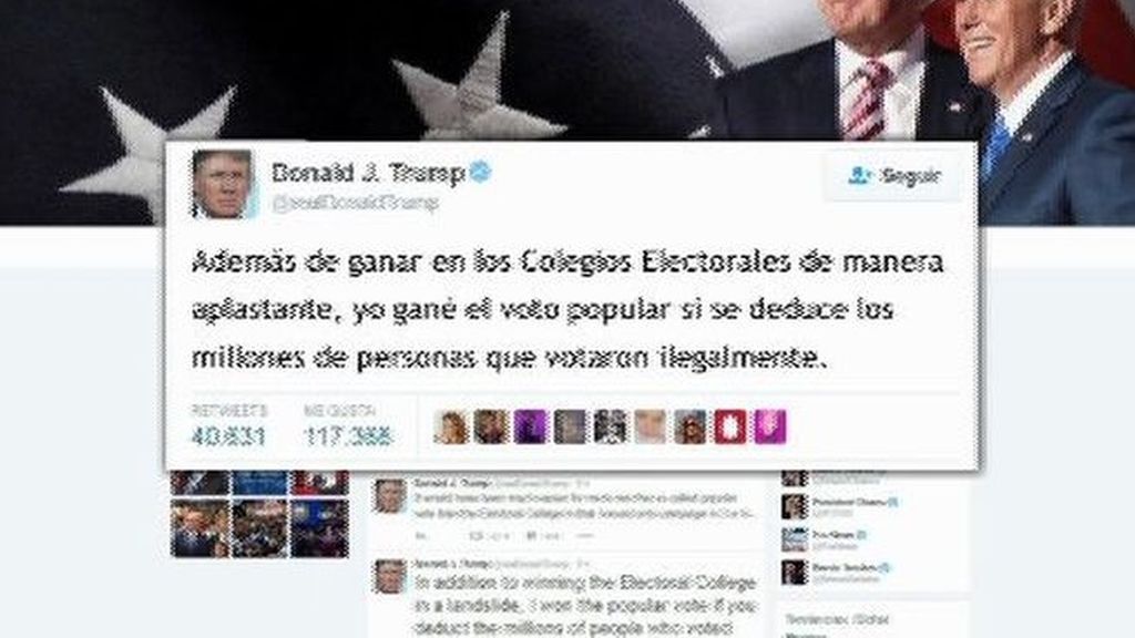 Trump dice que el hubiera ganado el voto popular si no hubiera sido por las irregularidades