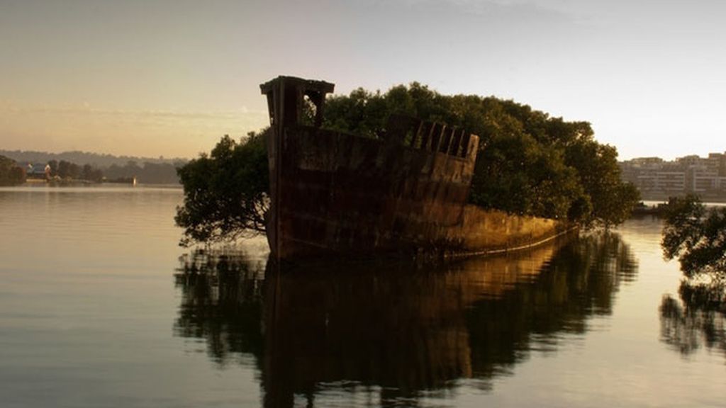 Los restos de la Ayrfield SS en la bahía de Homebush, en Australia