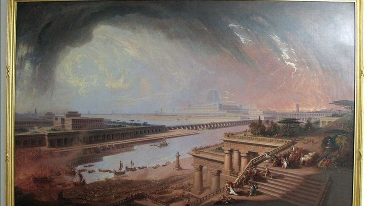 Fotografía facilitada por la Tate Britain de "La caída de Babilonia" (1819), uno de los cuadros que forman parte de la exposición que la galería dedica al artista inglés John Martin (1789-1854), pintor famoso en su tiempo tanto por sus dramáticas escenas de apocalíptica destrucción como por sus visiones del paraíso. EFE