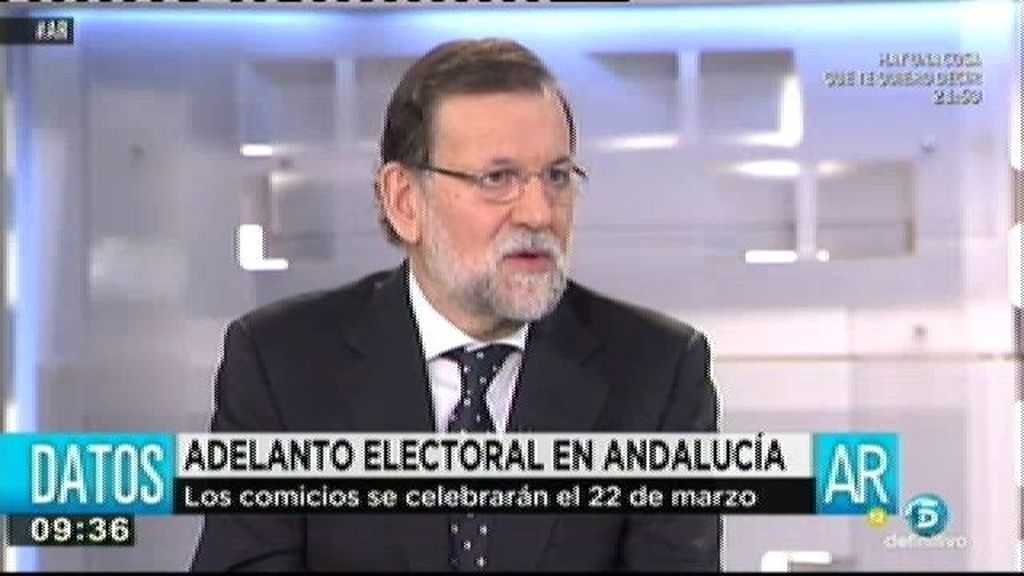 Rajoy: "En Andalucía se podía gobernar y creo que el adelanto no tiene sentido" Rajoy: "En Andalucía se podía gobernar y creo que el adelanto no tiene sentido"