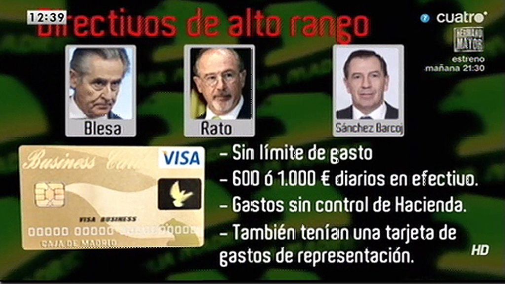 3.000 euros en tarjetas plata y sin límite para las tarjetas oro, según la Cadena Ser