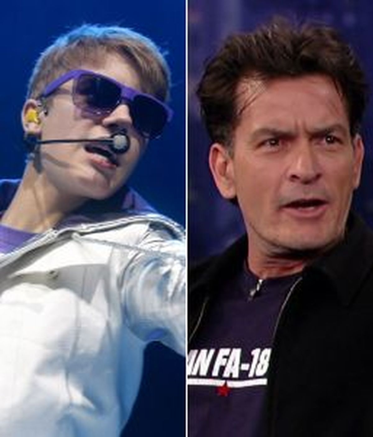 Justin Bieber y Charlie Sheen podrían desaparecer en Internet por una nueva aplicación. Fotos: Gtres.