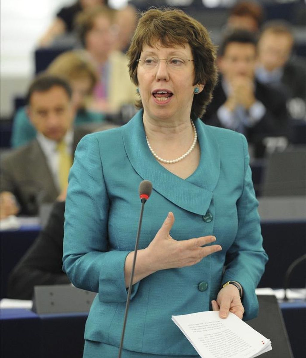 La alta representante europea para la política Exterior y de Seguridad de la UE, Catherine Ashton, participa en la sesión plenaria del Parlamento Europeo celebrada hoy, miércoles 11 de mayo de 2011 en Estrasburgo (Francia). EFE La alta representante europea para la política Exterior y de Seguridad de la UE, Catherine Ashton, participa en la sesión plenaria del Parlamento Europeo celebrada hoy, miércoles 11 de mayo de 2011 en Estrasburgo (Francia). EFE