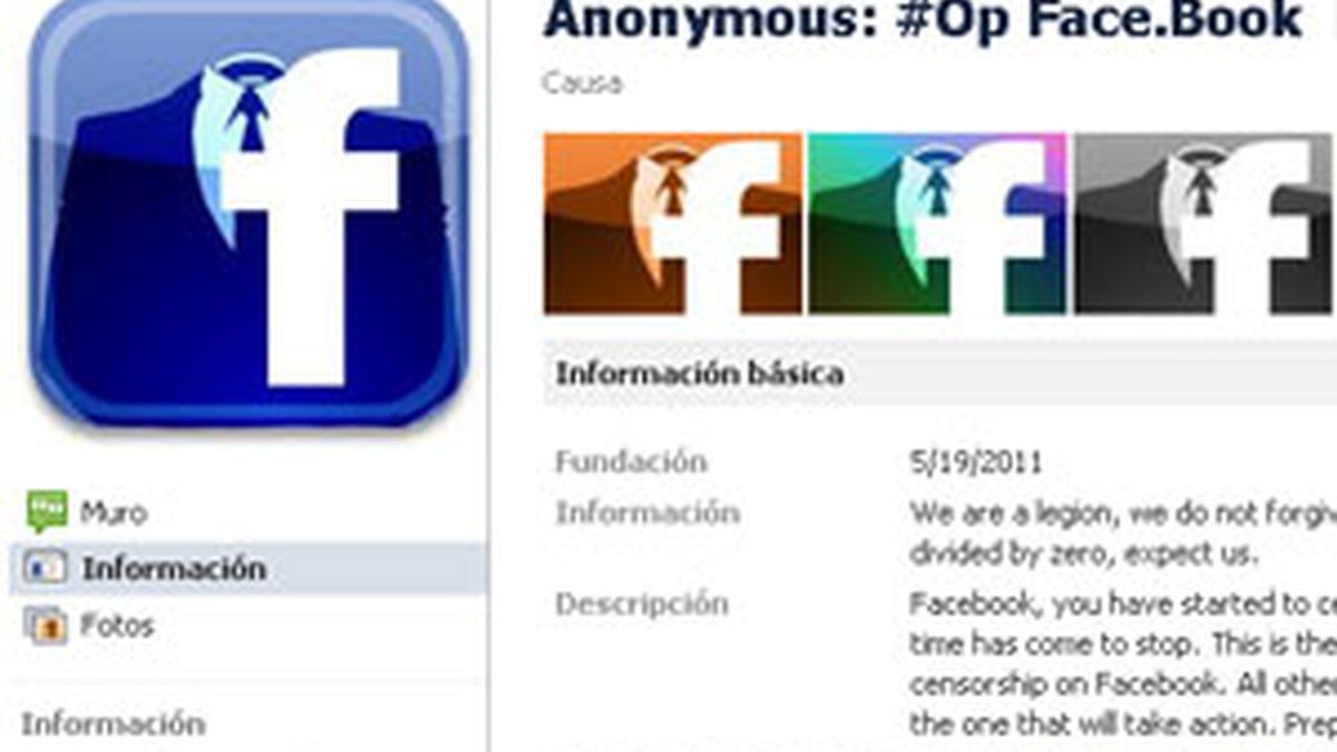 Anonymous ha anunciado un ataque para acabar con Facebook. Foto: Facebook