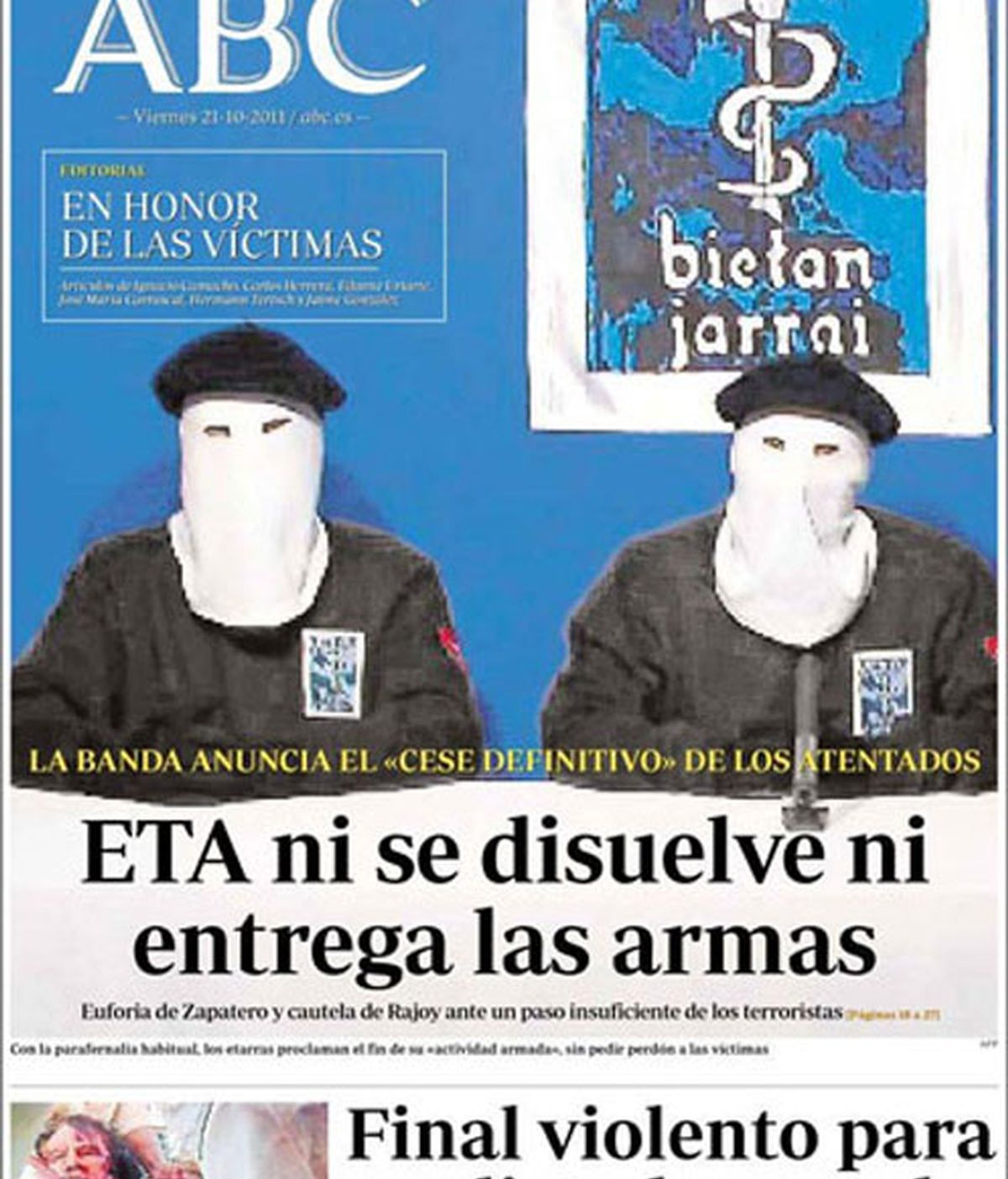 El fin de ETA en la prensa