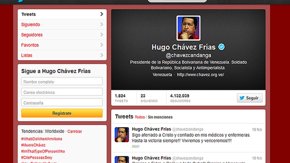 El último tuit de Hugo Chávez
