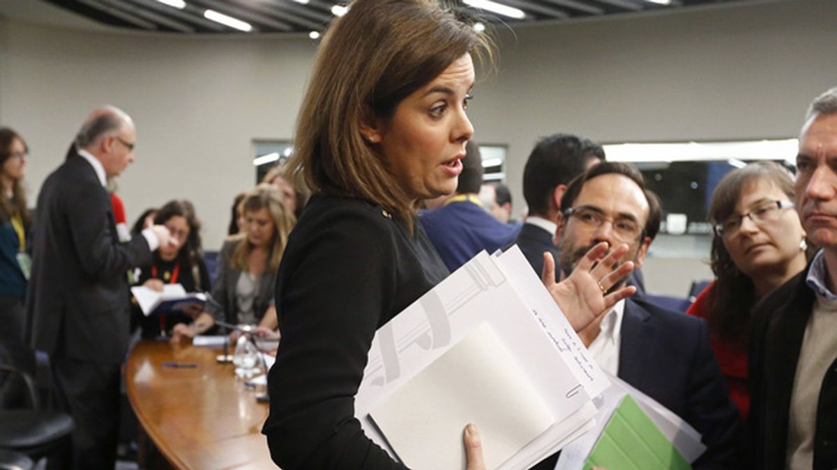 Soraya Sáenz de Santamaría al acabar la rueda de prensa sobre el consejo de ministros
