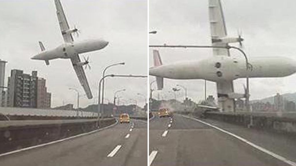 Espectaculares imágenes de un accidente de avión en Taiwán